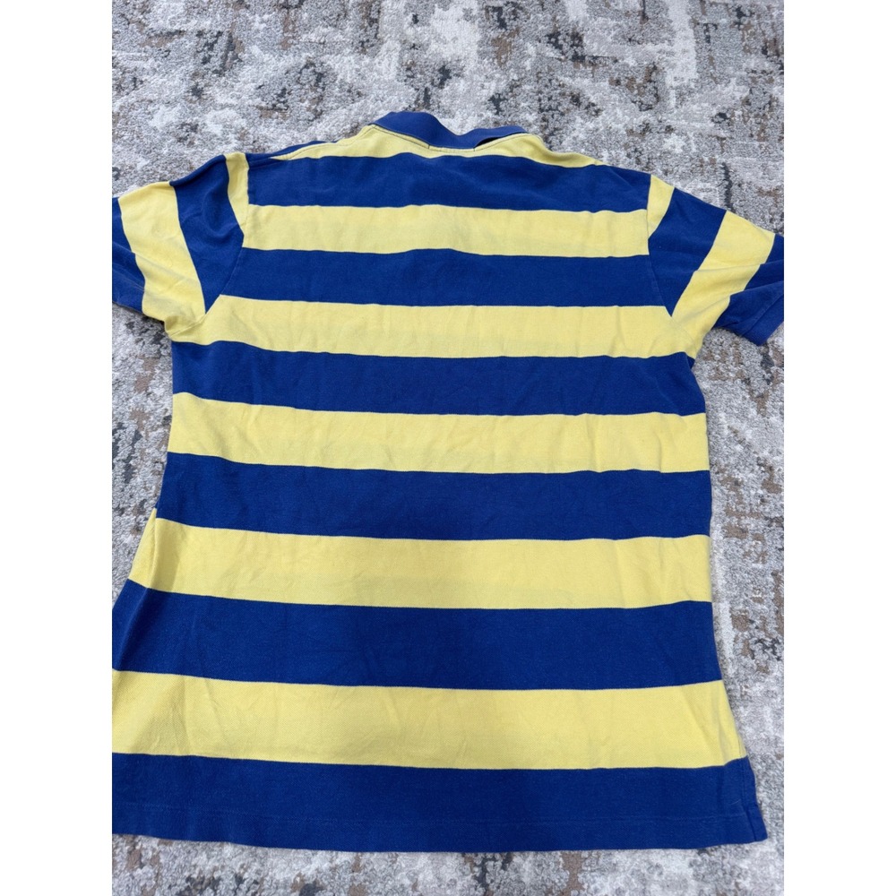 VTG Polo Ralph Lauren Mens‎ Large Blue Yellow Striped Short Sleeve Cotton Polo - Picture 6 of 7